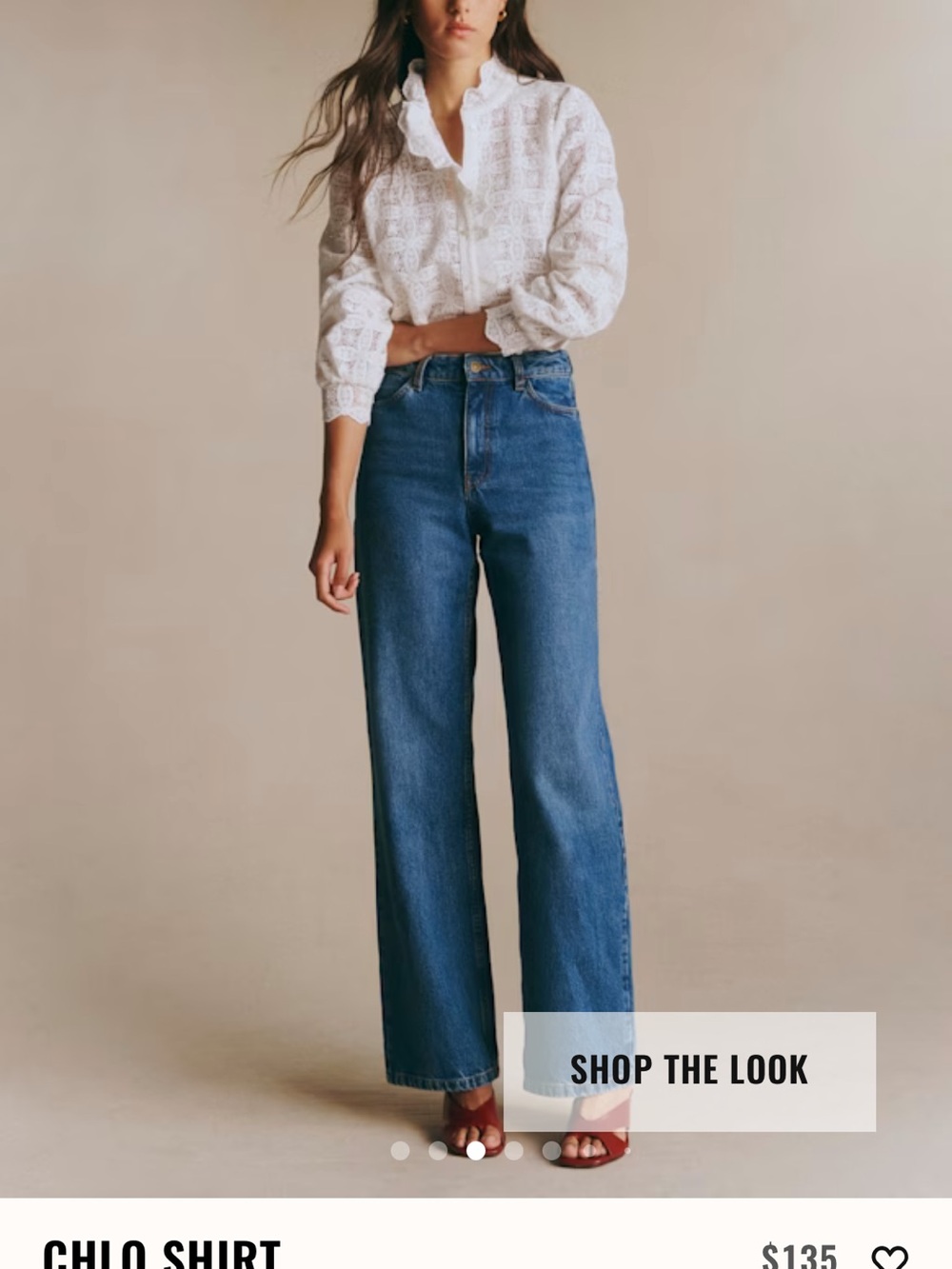 Sezane Shirt White Eyelet Ruffle Blouse - Picture 3 of 8